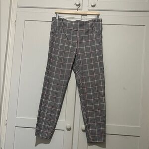 Plaid L Women’s Pants Retro Punk Alternative Black White and Pink Elastic Waist